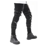 Men Gothic Cross Zip Pant Straps Cyber Punk Bondage Pant Black Goth Punk Pants With Zipper And Straps
