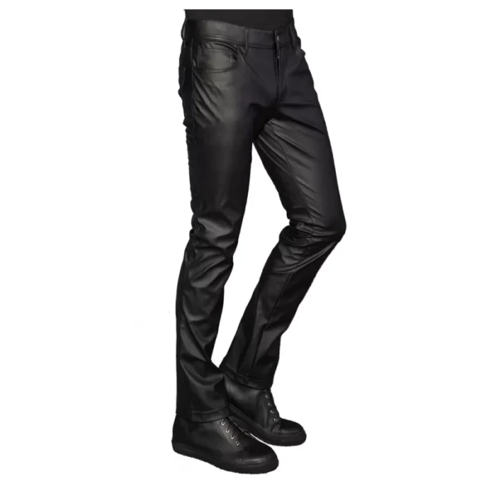 Men Gothic Pant Comfort Fit Pant Synthetic Leather Black Pvc Pant Street Fashion Pant