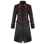 Pentagramme Severin Mens Coat In Black Red