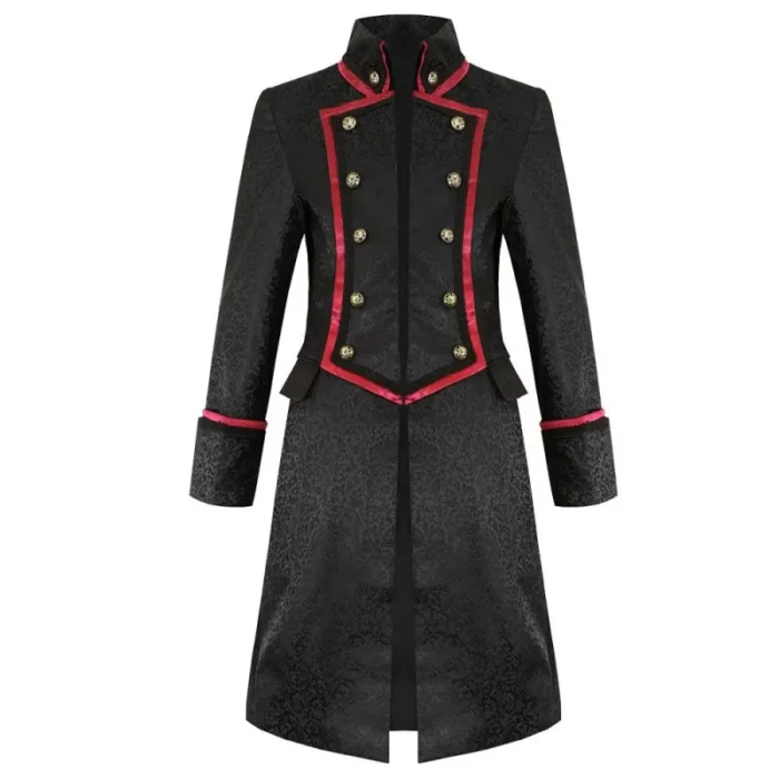 Pentagramme Severin Mens Coat In Black Red