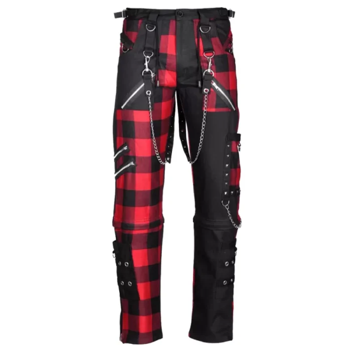 Men Gothic Pant Dead Threads Damned Checked Pant Red And Black Pant