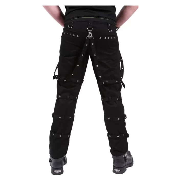 Men Gothic D Rings Pant Black Bondage Straps Trousers Punk Cyber Zip Pants Steampunk Pant