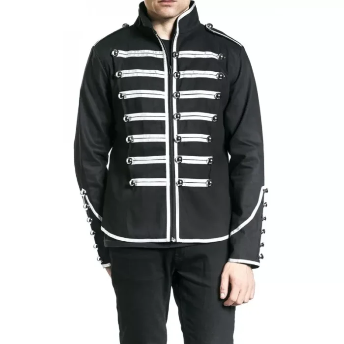 Men Gothic Military Jacket Parade Marching Jacket Army Band Drummer Jacket