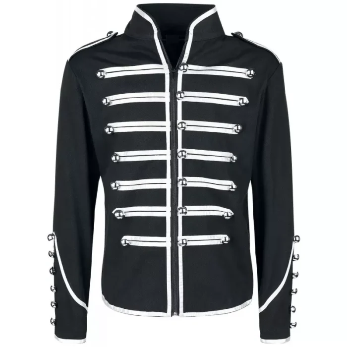 Men Gothic Military Jacket Parade Marching Jacket Army Band Drummer Jacket