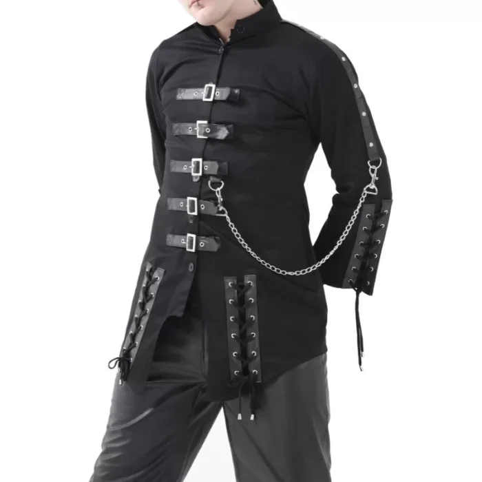 New Men Gothic Jacket Black Dead Threads Corseting Chain Emo Cyber Jacket