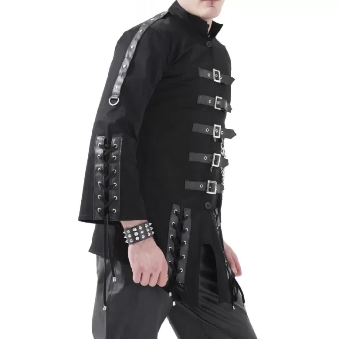 New Men Gothic Jacket Black Dead Threads Corseting Chain Emo Cyber Jacket