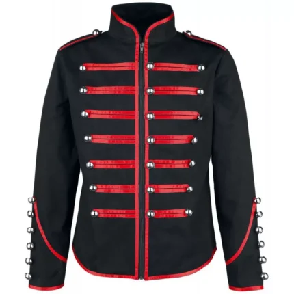 Men Red Parade Military Jacket Steampunk Marching Drummer Jacket