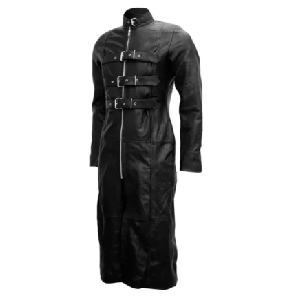 Men Gothic Trench Coat Gothic Leather Long Coat Bondage Style Coat