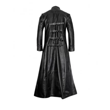 Men Gothic Coat Leather Long Coat Full Length Buckle Victorian Coat Vintage Clothing