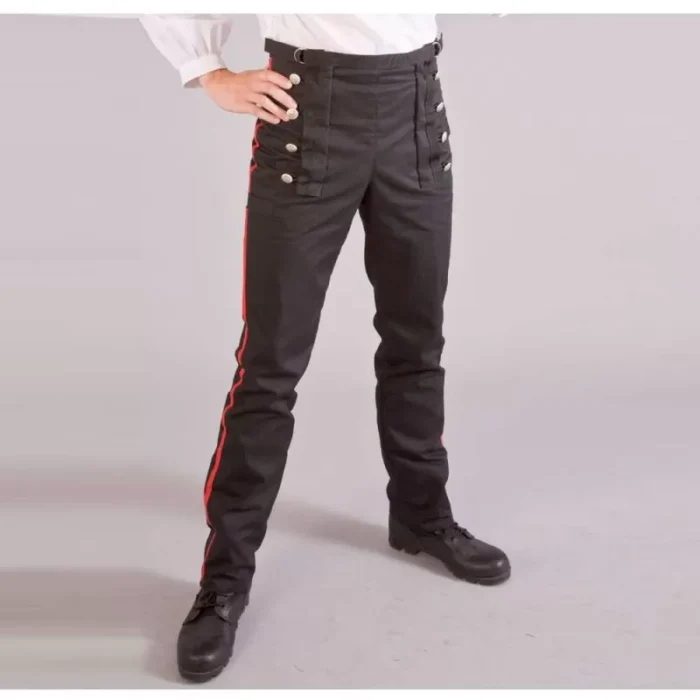 Military Officer Style Men's Trousers With Red Stripe