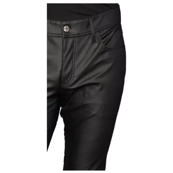 Men Gothic Pant Comfort Fit Pant Synthetic Leather Black Pvc Pant Street Fashion Pant