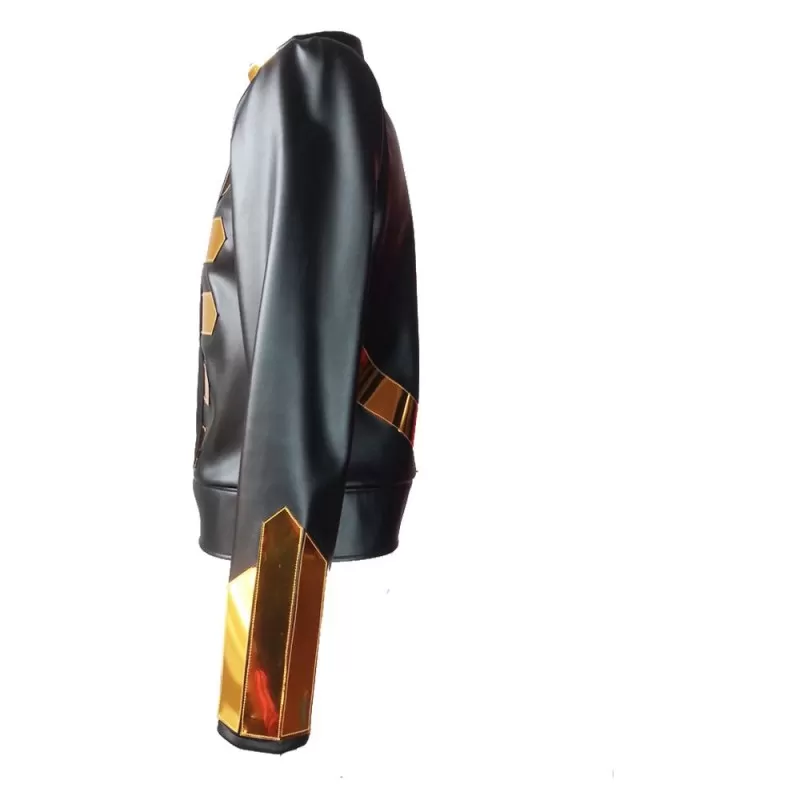 Nightclub Gold Fashion Leather Jacket Dj Singers Rock Punk Motorcycle Jacket