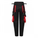 Red Bondage Pants Black Zippers And Laces Pant Punk Pants High Waist Pant