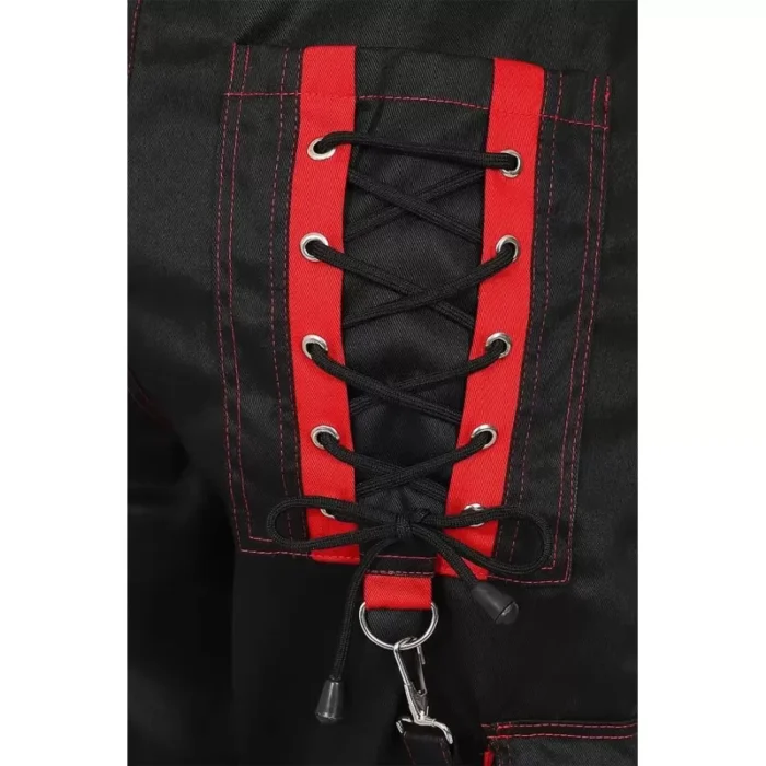 Red Bondage Pants Black Zippers And Laces Pant Punk Pants High Waist Pant