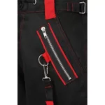 Red Bondage Pants Black Zippers And Laces Pant Punk Pants High Waist Pant