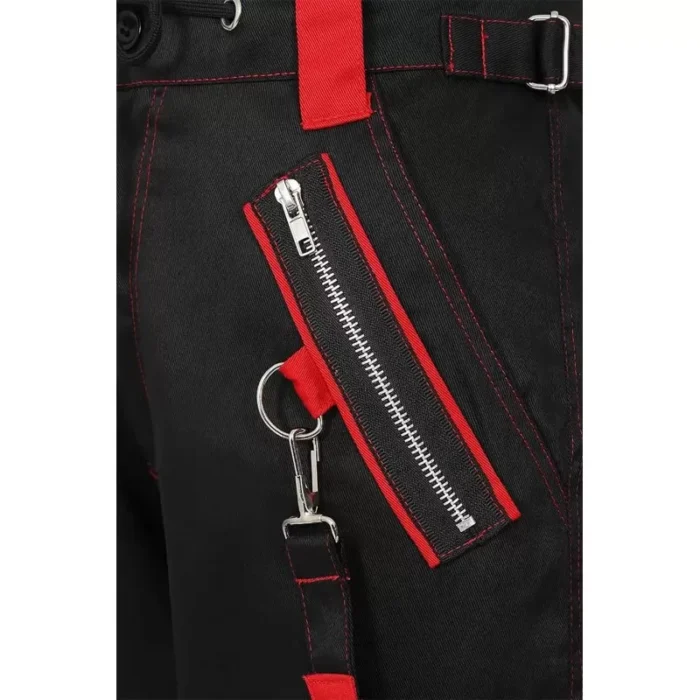 Red Bondage Pants Black Zippers And Laces Pant Punk Pants High Waist Pant