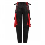 Red Bondage Pants Black Zippers And Laces Pant Punk Pants High Waist Pant