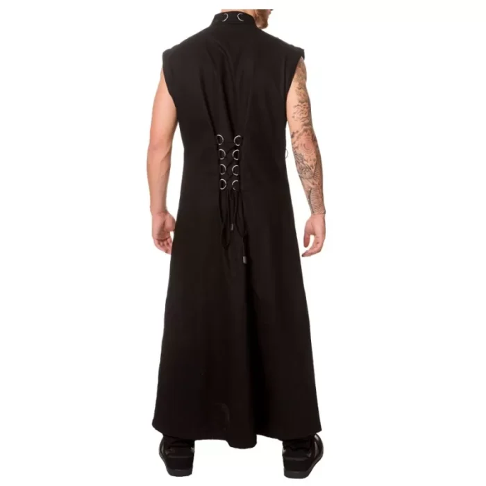 Men Hellraiser Coat Long Gothic Zipper Studs Chain Coat Pinhead Punk Coat
