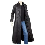 Men Gothic Leather Coat Gothic Full Length Coat With Three Buckle Open Front