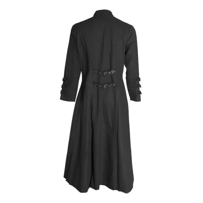 Men Long Gothic Coat Bondage Uniform Gothic Rivets Straps | Gothic Clothing