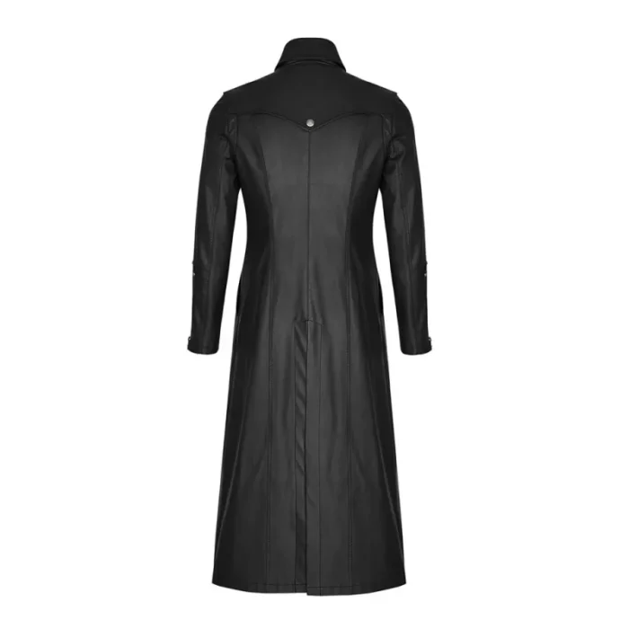 Mens Steampunk Long Coat Outfit Trench Coat Imitation Leather Coat