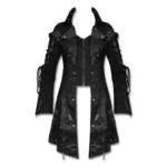 Men Steampunk Military Coat Black Faux Leather Goth Poison Jacket New Clothing