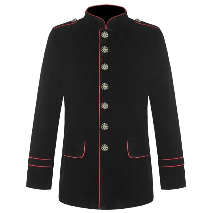 Black Velvet Military Style Jacket Retro 1960'S Mod Jacket Vtg Solid Tailor Fit Coat