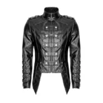 Handmade Men Gothic Heavy Fashion Jacket Pu Leather Military Jacket Uniform Halloween Costume