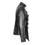 Handmade Men Gothic Heavy Fashion Jacket Pu Leather Military Jacket Uniform Halloween Costume