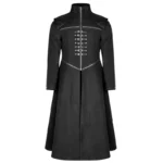 Men Gothic Long Coat With Zippers And Straps, Black Gothic Visual Fantasy Gothic Fashion