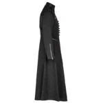 Men Gothic Long Coat With Zippers And Straps, Black Gothic Visual Fantasy Gothic Fashion