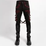 Men Gothic Pant Trippe Band Pant Black And Red Trims Pants Emo Punk Pant