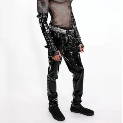 Men Gothic Pant Skinny Pvc Vinyl Stretch Jeans Pant