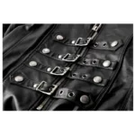 Men Long Leather Coat Gothic Steampunk Plus Size Trench Coat Adjustable Straps Overcoat