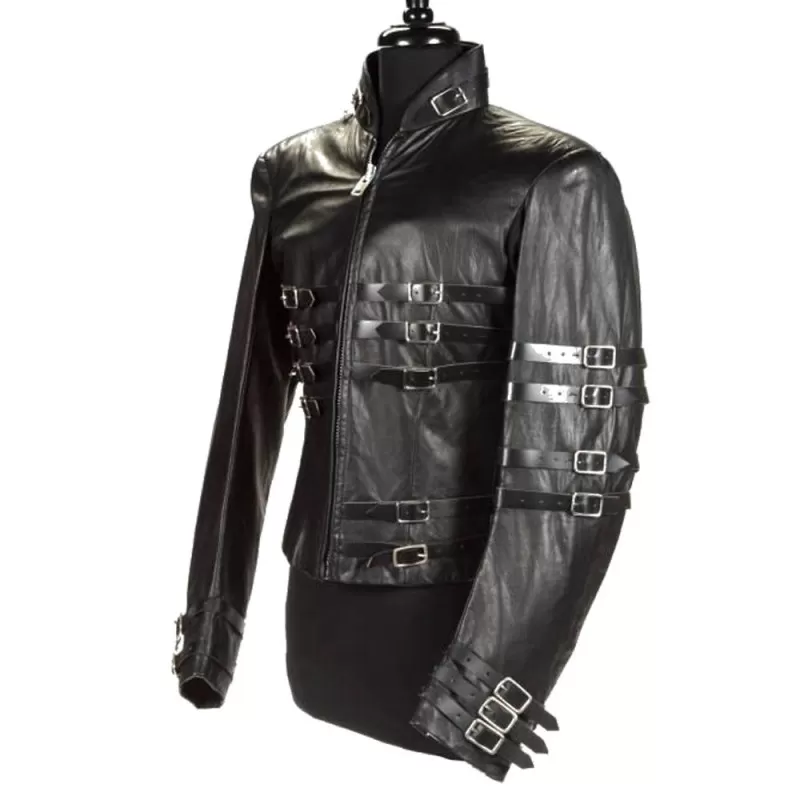 Hot Mj Michael Jackson Leather Jacket Military Style Gothic Jacket Fast Shipping