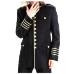 Men's Gold Buttons Coat Men Black Military Coat