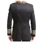 Men's Gold Buttons Coat Men Black Military Coat