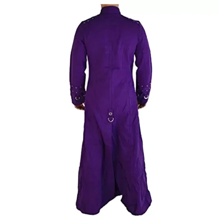 Men Gothic Long Coats Royal Purple Hellraiser Bondage Trench Coat