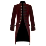 Men Red Black Velvet Gothic Steampunk Coat Pentagramme Victorian Frock Coat | Gothic Coat