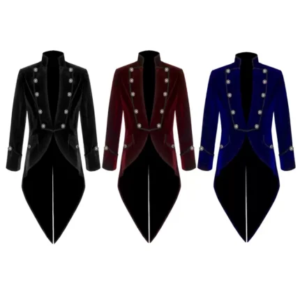 Men Gothic Pentagram Steampunk Victorian Velvet Swallow Tailcoat