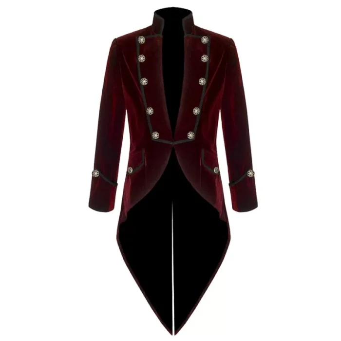 Men Gothic Pentagram Steampunk Victorian Velvet Swallow Tailcoat