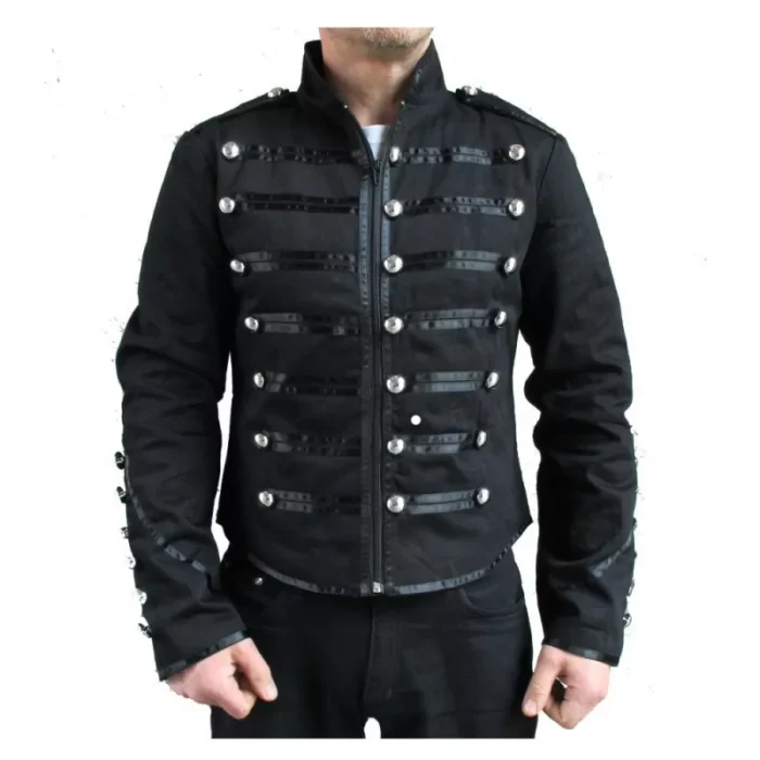 Military Parade Jacket Tunic Rock Black Steampunk Jacket