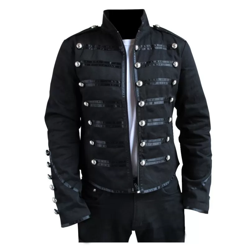 Military Parade Jacket Tunic Rock Black Steampunk Jacket
