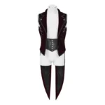 Men Regency Steampunk Tailcoat Deep Burgundy Velvet Goth Waistcoat