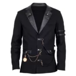Vintage Goth Steampunk Jacket Men Black Gothic Black Jacket