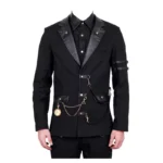 Vintage Goth Steampunk Jacket Men Black Gothic Black Jacket