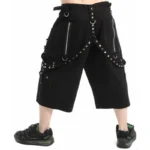 Men Gothic Metal Shorts With Pyramids