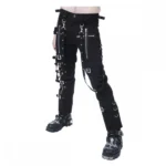 Men Gothic Pant Black Buckles Chains Straps Pant Goth Punk Cyber Cotton Pants