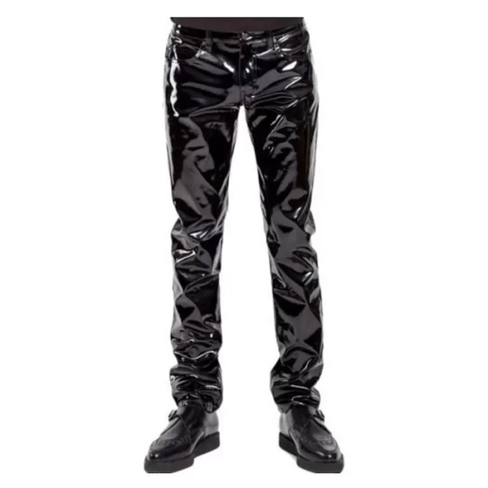 Men Shiny Pant Five Pocket Pant Shiny Vinyl Punk Emo Pvc Pants Rocker Men Gothic Pant