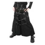 Men Gothic Cyber Punk Bondage Skirt Long Pant Black Goth Clothing